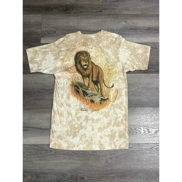 Vintage 1994 Liquid Blue Rich Normurdin Double Sided Lion Nature Shirt Men Large - Picture 8 of 9